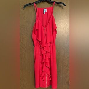 Dina Be Vibrant Red Ruffle Mini Dress